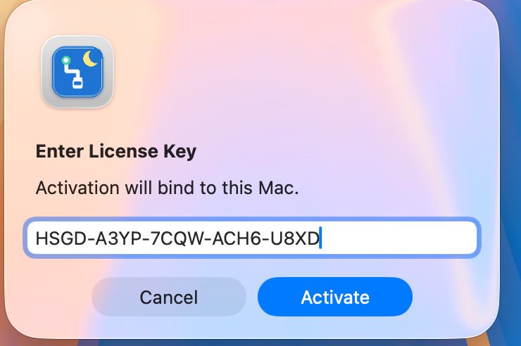 Enter License Key dialog
